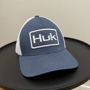 HUK Trucker Hat Mesh Back Fishing Cap Outdoors Sportswear Blue L-XL